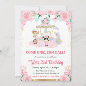 Waterverf Roze Bloemen Dieren Verjaardagsfeest Kaart (Voorkant)