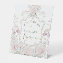 waterverf roze bloemen Doop welkom Reclamebord Met Voetstuk