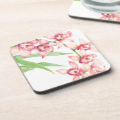 Waterverf Roze bloemen Drankjes Onderzetter (Linkerzijde)