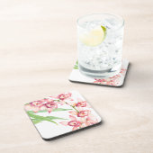 Waterverf Roze bloemen Drankjes Onderzetter (Rechterzijde)