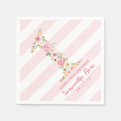 Waterverf Roze Bloemen Een Eerste Verjaardag Servetten (Voorkant)