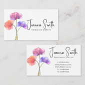 Waterverf Roze bloemen Eenvoudige elegant Visitekaartje (Voorkant / Achterkant)