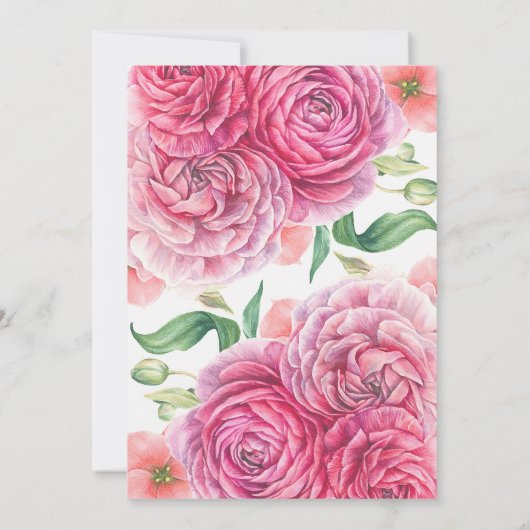 Waterverf Roze Bloemen Elegant Engagement Party Kaart (Achterkant)