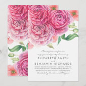 Waterverf Roze Bloemen Elegant Engagement Party Kaart (Voorkant / Achterkant)