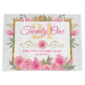 Waterverf Roze bloemen en goudflora op zaterdag Groot Cadeauzakje (Voorkant)