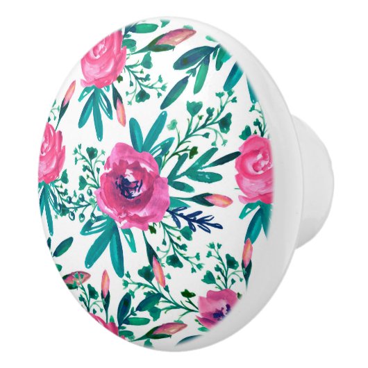 Waterverf roze bloemen en knoppen (Rechts)