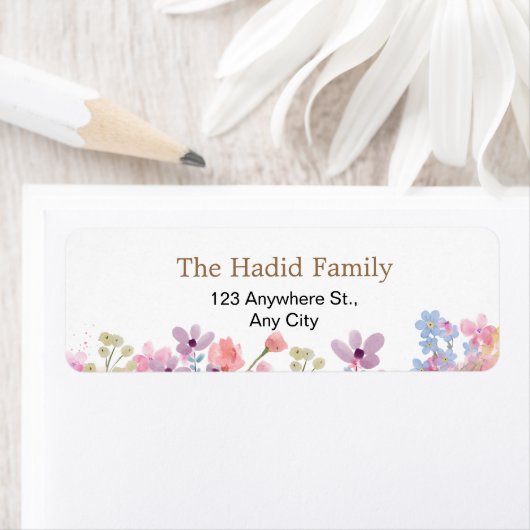 Waterverf Roze Bloemen Etiket (Insitu)