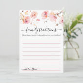 WATERVERF ROZE BLOEMEN FAMILIE TRADITIES KAART (Staand voorkant)