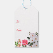 Waterverf Roze Bloemen Floral Art Moederdag Cadeaulabel (Achterkant)