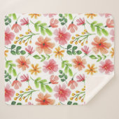 Waterverf Roze Bloemen Floral Pattern-69677 Sherpa Deken (Voorkant (horizontaal))