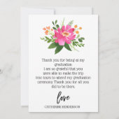 Waterverf Roze Bloemen Fotoscript Dank u kaart (Achterkant)