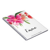 Waterverf roze bloemen gepersonaliseerd Notitieboe Notitieboek (Rechterzijde)