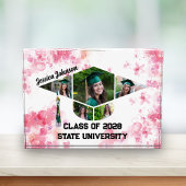 Waterverf Roze Bloemen Geslaagd Cap Collage Fotoblokken