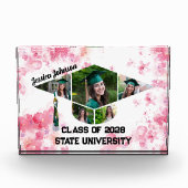 Waterverf Roze Bloemen Geslaagd Cap Collage Fotoblokken (Voorkant)