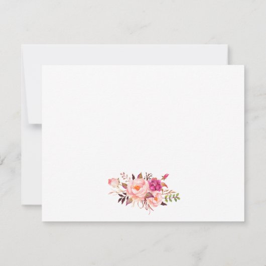 Waterverf Roze Bloemen Goud Lijst Gepersonaliseerd Notitiekaartje (Achterkant)