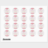 Waterverf roze bloemen goudolie zoet 16 ronde sticker (Vel)