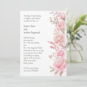 Waterverf Roze Bloemen Grens Huwelijksuitnodiging Kaart (Staand voorkant)