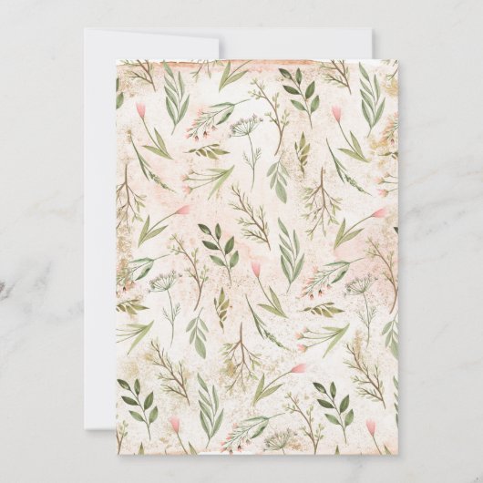 Waterverf Roze Bloemen & Groene Baby Shower Kaart (Achterkant)