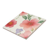 Waterverf Roze Bloemen Grote Print Bloemen Wit Tegeltje (Zijkant)