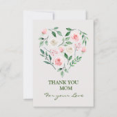 Waterverf Roze Bloemen Hart Mam Bedankkaart (Voorkant)