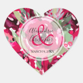 Waterverf Roze Bloemen Hart Sticker (Voorkant)