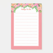 Waterverf roze bloemen hebben dingen te doen post-it® notes (Voorkant)