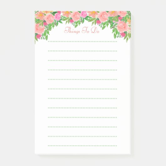 Waterverf roze bloemen hebben dingen te doen post-it® notes (Voorkant)