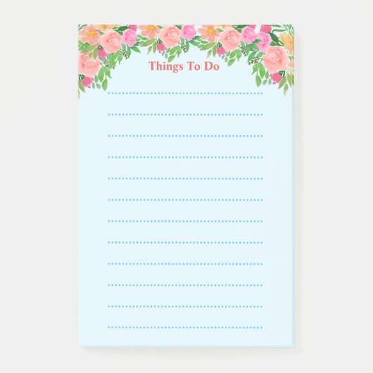 Waterverf roze bloemen hebben dingen te doen post-it® notes (Voorkant)