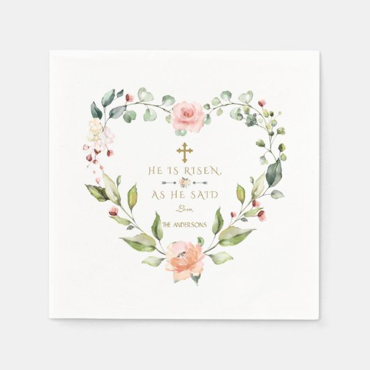 Waterverf roze bloemen Hij is een goudpaasmakerij Servet (Voorkant)