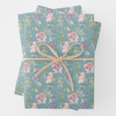 Waterverf Roze bloemen Inpakpapier Vel (In situ)