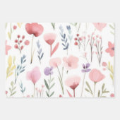 Waterverf Roze bloemen Inpakpapier Vel (Voorkant 3)