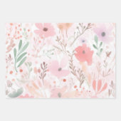 Waterverf Roze bloemen Inpakpapier Vel (Voorkant 2)