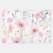 Waterverf Roze bloemen Inpakpapier Vel (Voorkant)