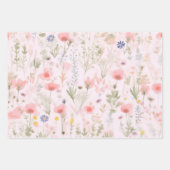 Waterverf Roze Bloemen Inpakpapier Vel (Voorkant 3)