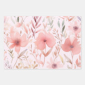 Waterverf Roze Bloemen Inpakpapier Vel (Voorkant)