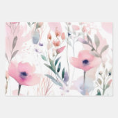 Waterverf Roze Bloemen Inpakpapier Vel (Voorkant 3)