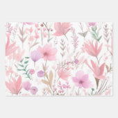 Waterverf Roze Bloemen Inpakpapier Vel (Voorkant 2)