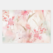 Waterverf Roze Bloemen Inpakpapier Vel (Voorkant)