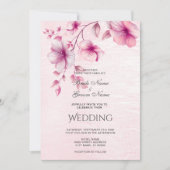 Waterverf Roze Bloemen Invitation Kaart (Voorkant)