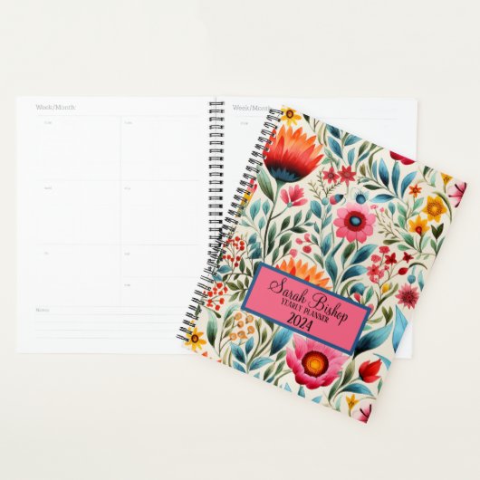 Waterverf Roze Bloemen Jaarlijkse Planner Hardcove (Display)