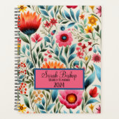 Waterverf Roze Bloemen Jaarlijkse Planner Hardcove (Voorkant)