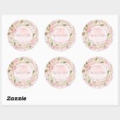 Waterverf Roze Bloemen Jelly Jam Jar Bakken Bakker Ronde Sticker (Vel)