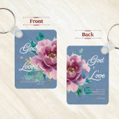 Waterverf Roze Bloemen John 3 16 Christelijk Sleutelhanger