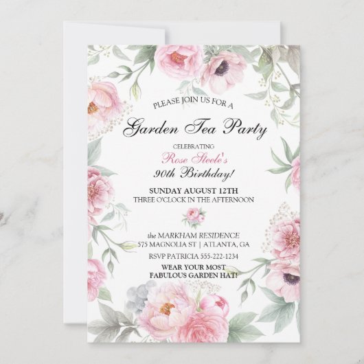 Waterverf Roze bloemen Kaart (Voorkant)