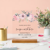Waterverf Roze Bloemen Kaarten Recept Kaart Acryl Bord (Huwelijk)