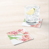 Waterverf Roze bloemen Kartonnen Onderzetters (Insitu)