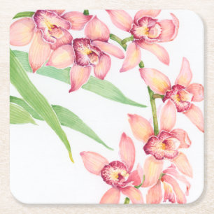 Waterverf Roze bloemen Kartonnen Onderzetters