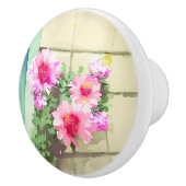 Waterverf Roze bloemen Keramische Knop (Rechts)