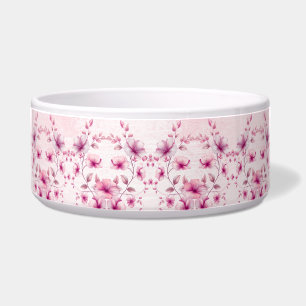 Waterverf Roze Bloemen Keramische Pet Bowl Voerbakje
