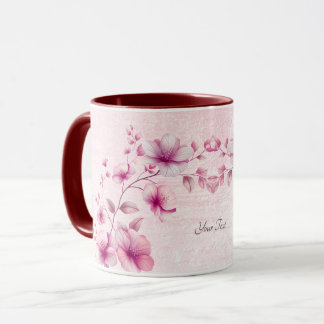 Waterverf Roze Bloemen Koffiemok Mok